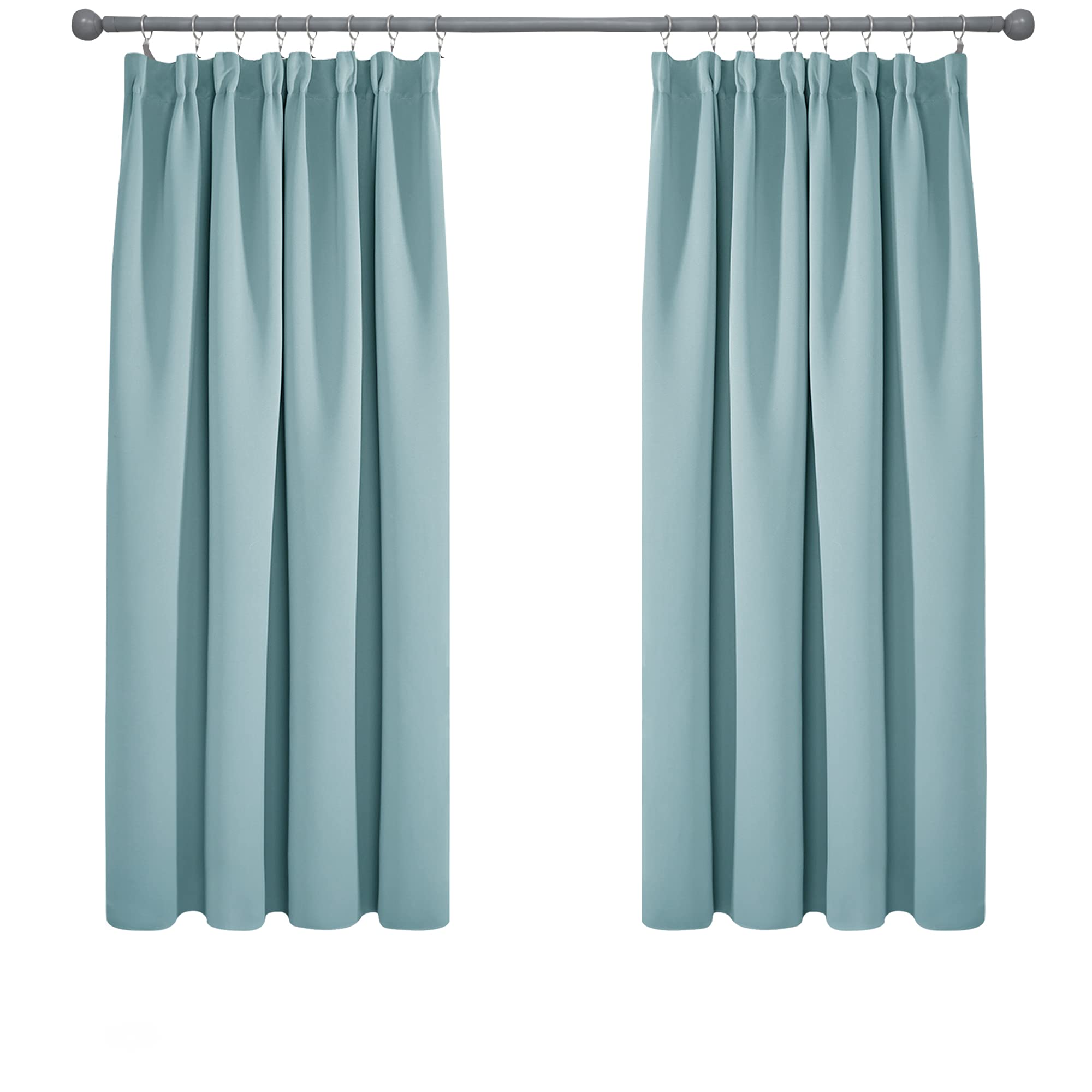 Deconovo Blackout Curtains Super Soft Thermal Insulated Energy Saving Pencil Pleat Blackout Curtains for Bedroom 52x54 Inch Sky Blue 2 Panels