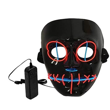 LCLrute Halloween Maske LED Beleuchtung Maskerade Party Halloween Kostüm (Rot)