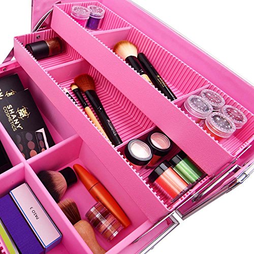 SHANY Essential Pro Makeup Train Case with Shoulder Strap and Locks - Pink