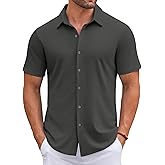 COOFANDY Mens Casual Button Down Shirts Short Sleeve Wrinkle Free Shirt Untucked Summer Stretch Dress Shirt