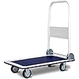 Goplus Folding Platform Cart 330LBS Rolling Flatbed Cart Hand Platform Truck Push Dolly for Loading
