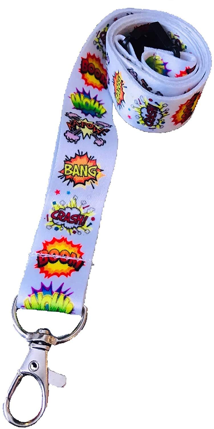 PAC Supplies Global Childrens Sized Fun Neck Lanyards With Safety Breakaway - Made Exclusively For Children (Cartoon Comic Power) — image 1