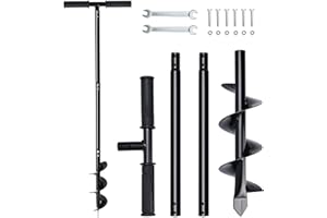 Patioer Heavy Duty Manual Garden Auger Drill 4" x 42" Post Hole Digger Hand Spiral Drill for Digging Planting Bulb Seedlings