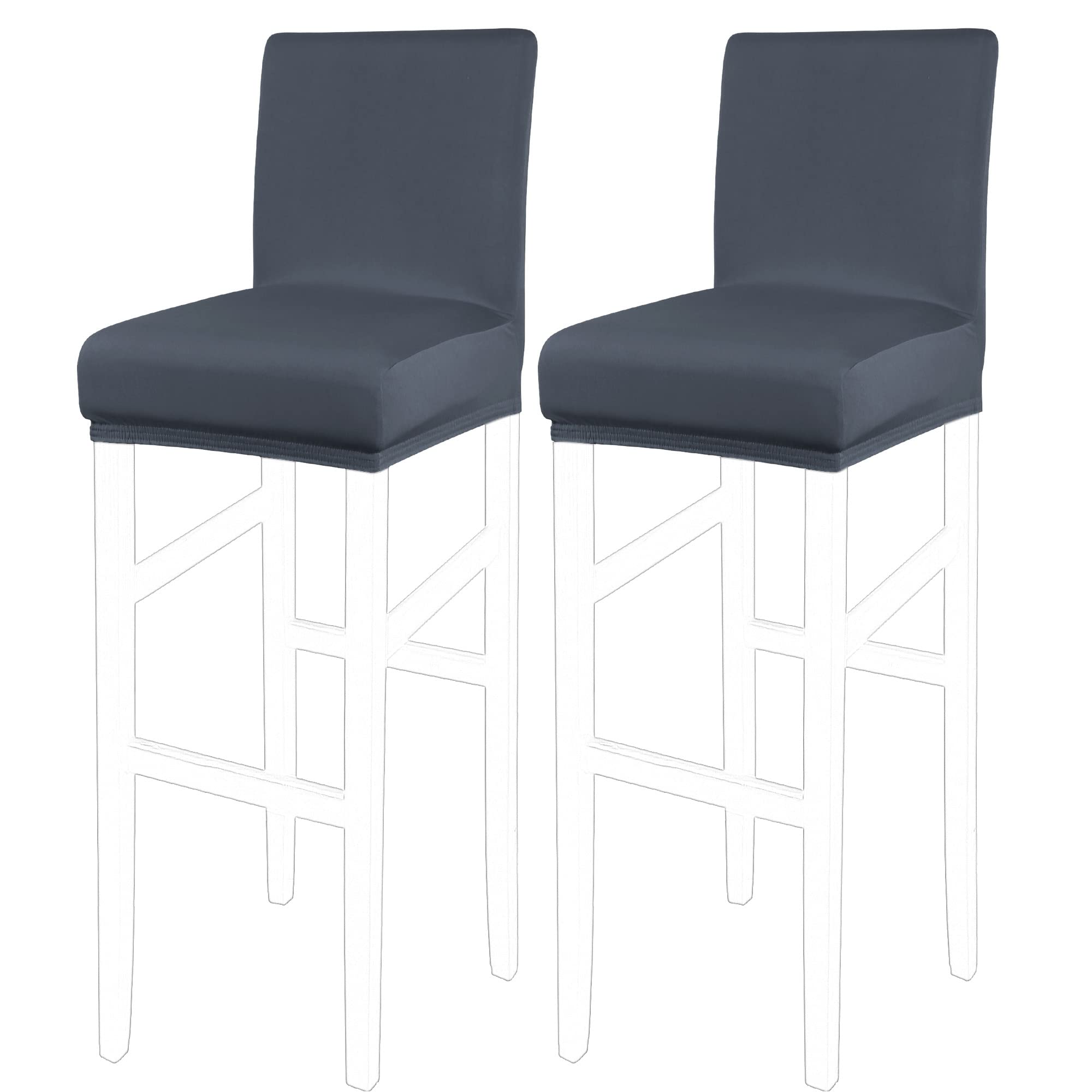 PiccoCasa Set of 2 Bar Stool Covers with Elastic Bottom, Stretch & Removable Dining Chair Covers for Pub Counter - Spandex Height Side Chair Covers Protector Slipcovers Slategray