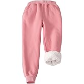 Flygo Girls Boys Fleece Joggers Sweatpants Sherpa Lined Winter Warm Elastic Waist Jogger Pants with Pockets