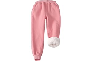 Flygo Girls Boys Fleece Joggers Sweatpants Sherpa Lined Winter Warm Elastic Waist Jogger Pants with Pockets