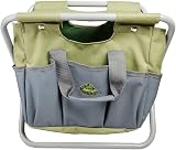 Esschert Fallen Fruits GT85 Tool Stool Grey with Side Pockets, 30.5cm view 3