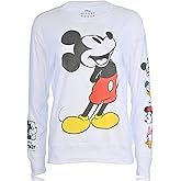 Disney Ladies Mickey Mouse Fashion Shirt Mickey Mouse Cropped Crewneck with Sleeve Print