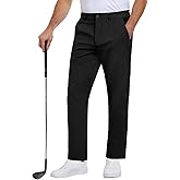 DOWMQ Mens Golf Pants Stretch Dress Casual Pants 28"/30"/32"/34" Quick Dry Lightweight Slacks for Men Trousers with 6 Pockets