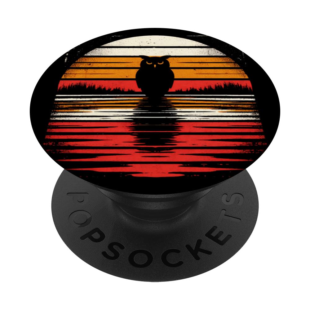 Owl Bird Sunset Retro Style Safari Vintage 70s PopSockets Swappable PopGrip