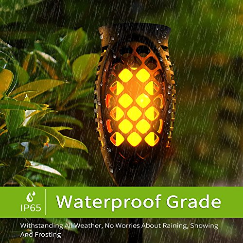 MZD8391 Waterproof Solar Torch Lights, Upgraded Dancing Flame Solar Garden Path Light, Outdoor Garden Decorations Landscape Pathway Light With Auto On/Off Dusk to Dawn (2 Pack) - Thumbnail 5