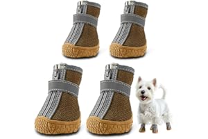 JZXOIVA Dog Shoes for Small Dogs, Breathable Dog Boots Paw Protector for Hot Pavement Winter Snow, Dog Booties with Reflective Strips Rugged Anti-Slip Sole for Hardwood Floors Walking Army Green Size 3