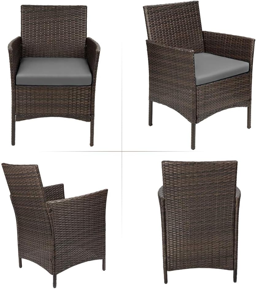 Amazon Com Devoko Patio Porch Furniture Sets 3 Pieces Pe Rattan Wicker Chairs With Table Outdoor Garden Furniture Sets Brown Grey Garden Outdoor