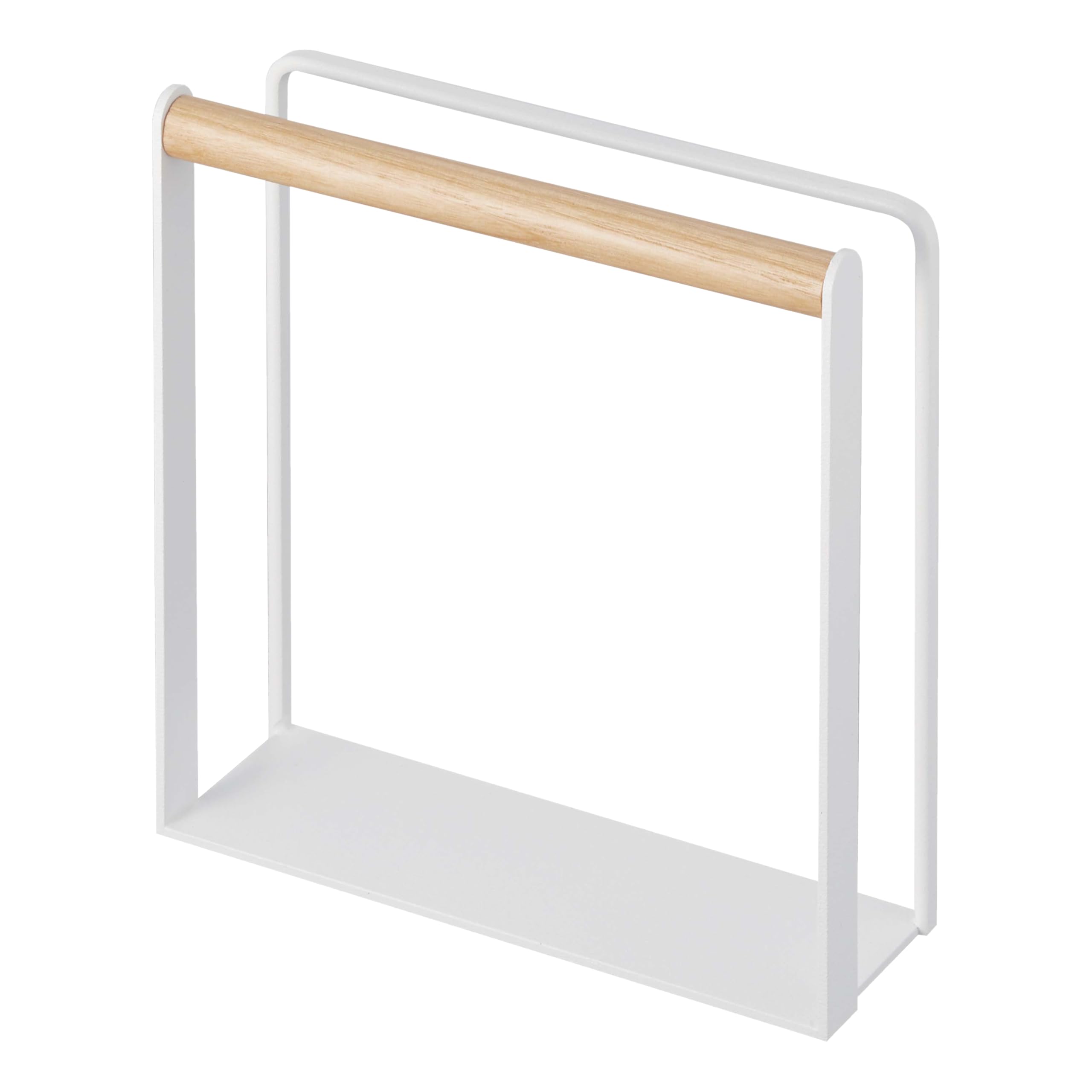Yamazaki 4412 Tosca Napkin Holder, White, Steel/Wood, Minimalist, 14.5 x 4.5 x 15 cm