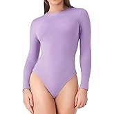 DAVID ARCHY Women's Bodysuits Long Sleeve Double Lined Soft Slimming Fit Round Neck