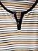 DIDK Women's Contrast Neck Rib Knit Striped Crop Tee Top Multicolor S