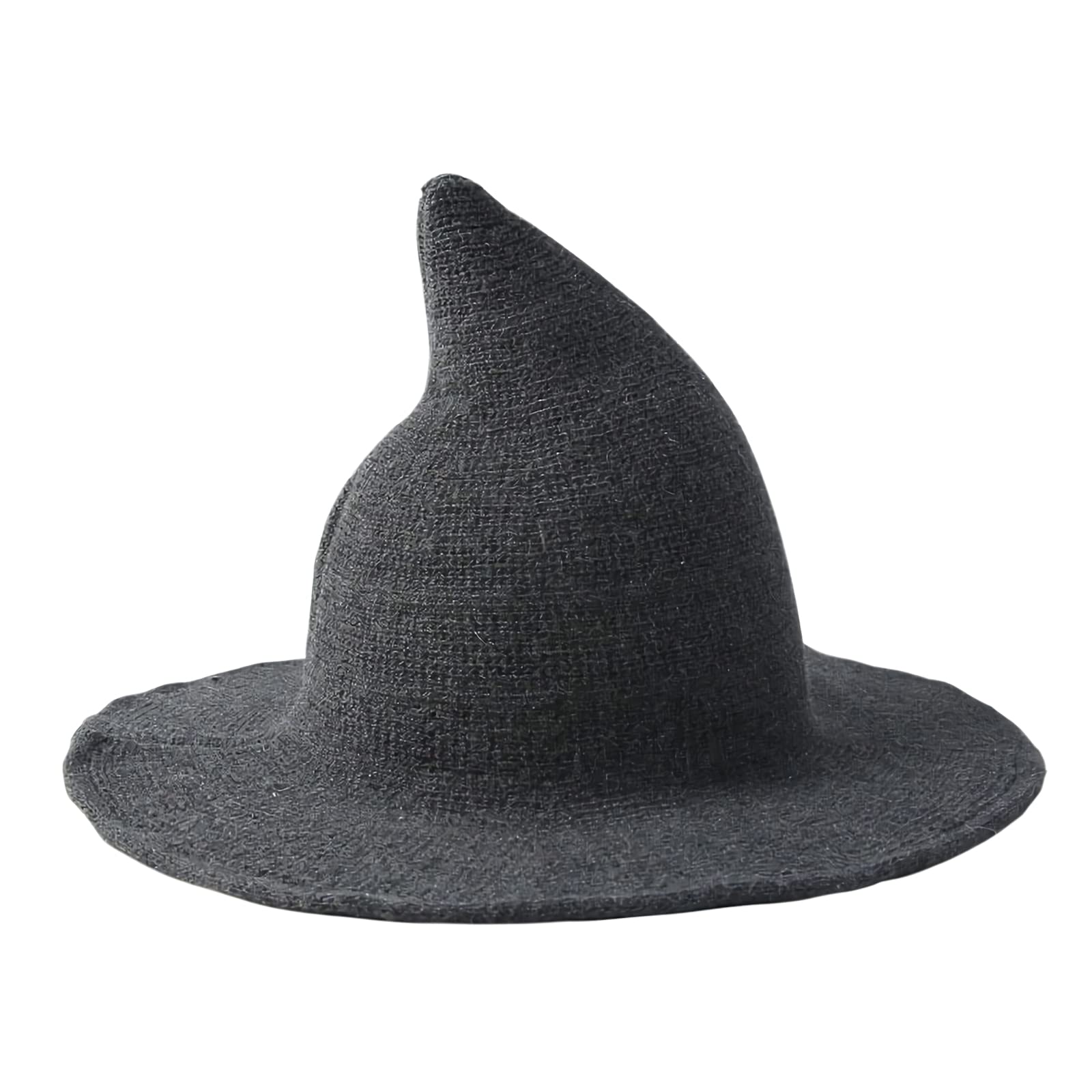 LONTG Women Witch Hat Wizard Hat Halloween Witch Pointed Hat Knitted Wool Cap Adult Foldable Brim Witch Bucket Hat Warm Breathable Wizard Hat for Halloween Christmas Costume Cosplay Party, Dark Grey