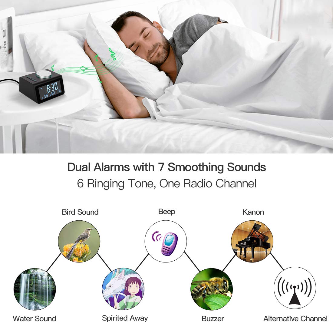 Electronic Alarm Clocks Electronics ANJANK Small Alarm Clock Radio with FM Radio,Dual USB