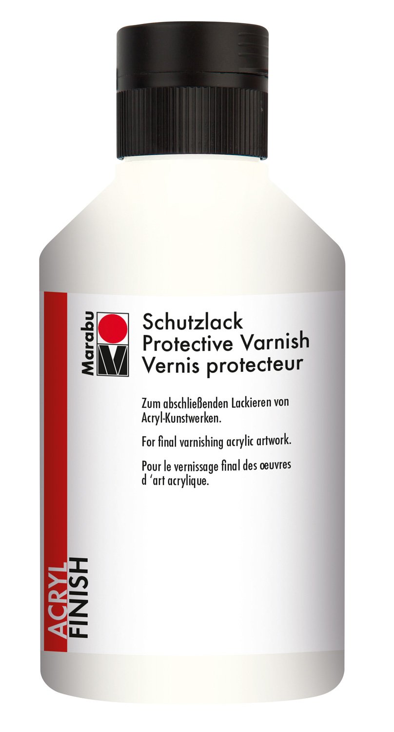Marabu 12300013856 Protective Varnish, Thin Liquid Acrylic, Water-Based Finish, Non-fading, Waterproof, for Finishing Artwork, 250 ml, Transparent
