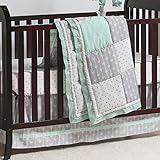 Mint Woodland and Geometric Patchwork 3 Piece Crib Bedding by The Peanut Shell