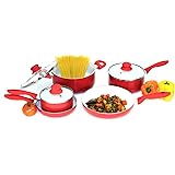 Heuck 30119 Classics Series Nano 8-Piece Ceramic Cookware Set, Red