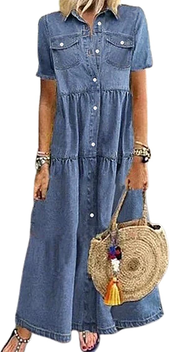 GLOA Retro Women Denim Dress, Summer 