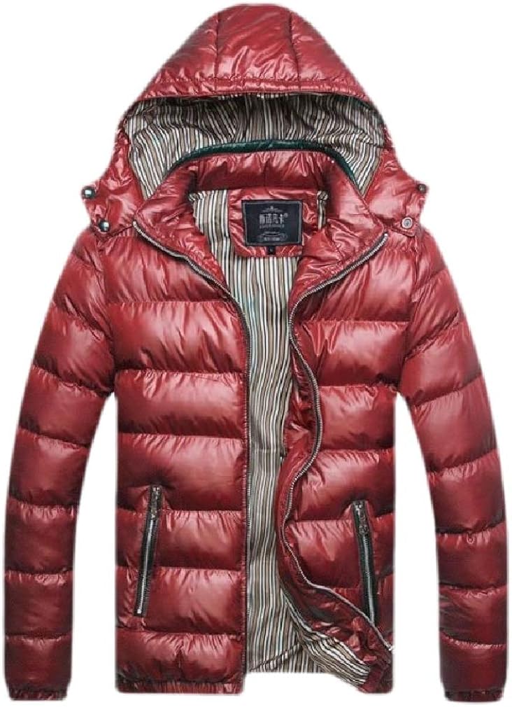 H&E Men's Long Sleeve Jacket Quilting Slim Fit Puffer Hooded Outwear