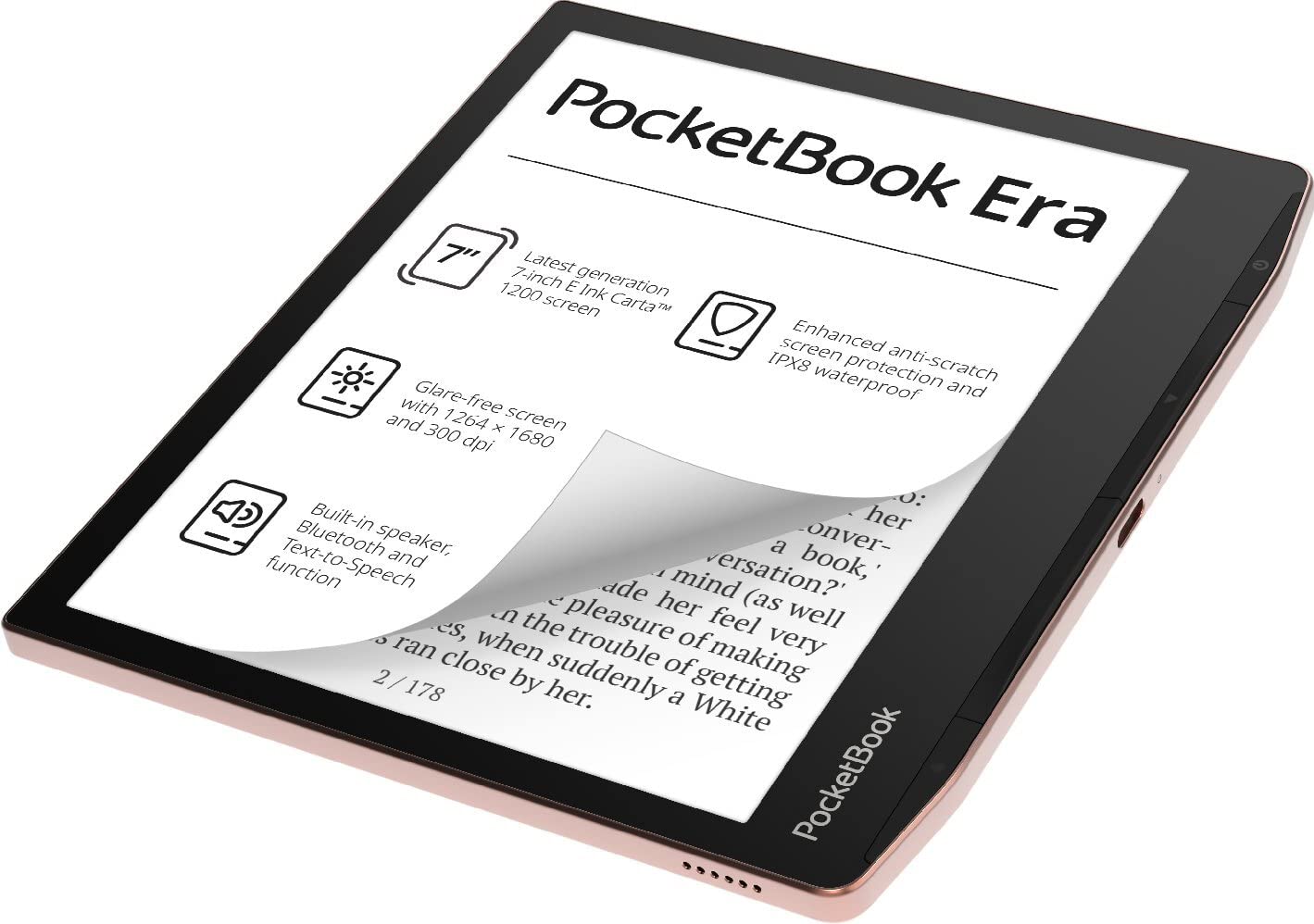 PocketBook Era E-Reader, Sunset Copper, 64GB | 7? Glare-Free & Eye-Friendly Touch-Screen with E -Ink Technology | Waterproof | Text-to-Speech, Audio- & E-Book Reader | SMARTlight & Built-in Speaker