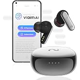 viaim Nano+ AI Voice Recorder Earbuds, AI Note Taker for Meetings &amp; Calls | Real-time transcription and translation across 78 languages, AI-powered summaries, and 45 dB hybrid ANC