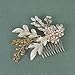 SWEETV Gold Bridal Hair Comb Rhinestone Wedding Clip Flower Hair Accessories Wedding Headpiece Crystal bridal hair accessories Bride Hair Piece for Women and Girls
