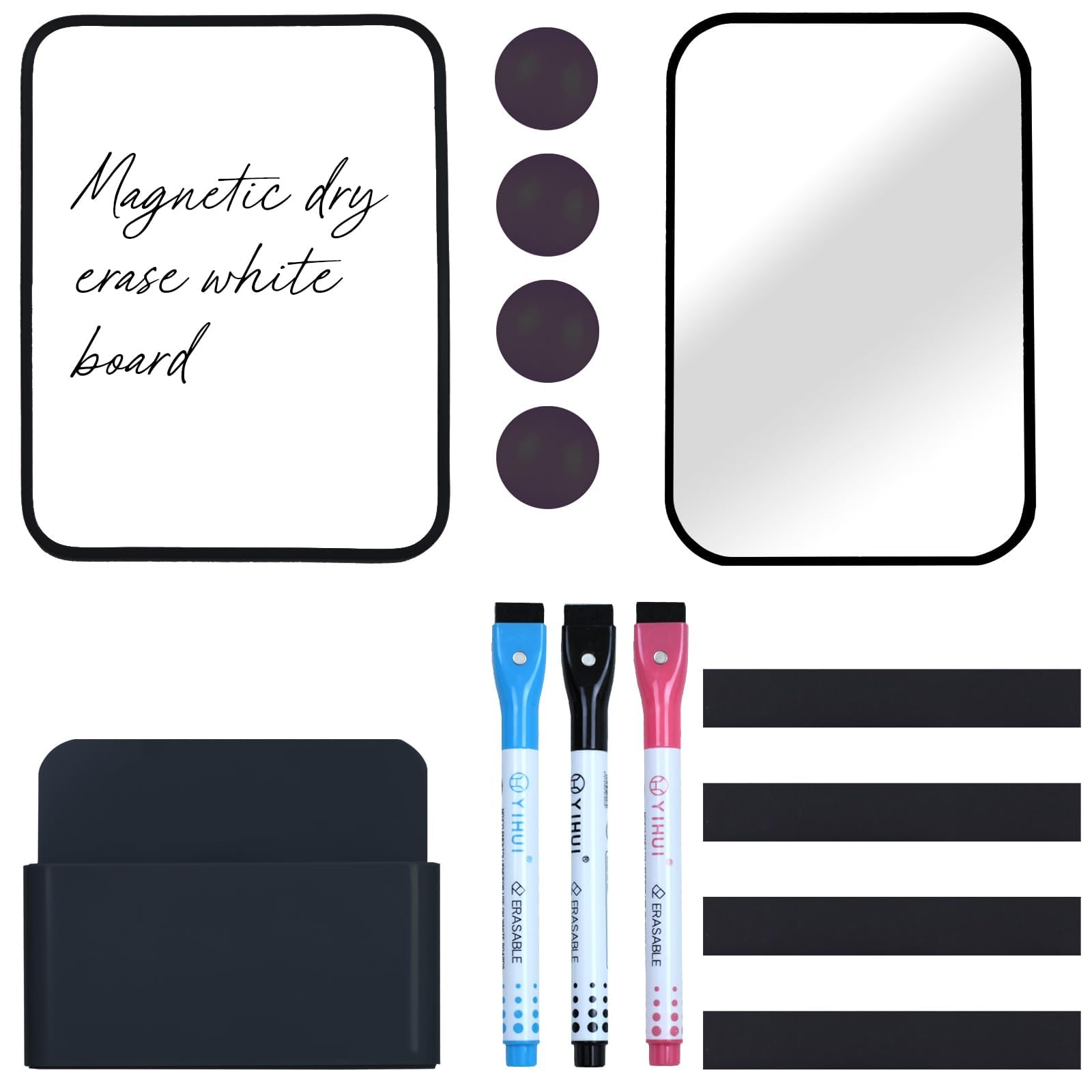 Photo 1 of Denylo pro Magnetic Locker Accessories Kit Back to School Essentials Locker Organizer Supplies Includes Whiteboard Mirror Storage Box Dry Erase Marker and More for Back to School Essentials?Black