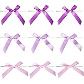Craftdady Purple Ribbon Bows for Gift Wrapping 30Pcs Polyester Ribbon Twist Tie Bows for Premade Pre-Tied Champagne Bows Small Bowknot Decoration for Treat Bags Wedding Christmas Party Favors