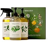 Koala Eco Gift Set of 3 Includes: Kitchen Cleaner, Dish Soap, Hand Wash, Beautifully Packaged - Australian Lemon Eucalyptus, Lemon Myrtle & Rosemary Essential Oil, 16 oz (3 Pack)