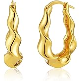 Chunky Gold Hoop Earrings for Women 18K Gold Plated Thick Hoops Earrings Big Chunky Hoop Earrings