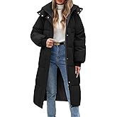 VXVGER Women Long Puffer Coat Winter Warm Hooded Jacket Long Sleeve Parka Full Length Down Coats With Zip