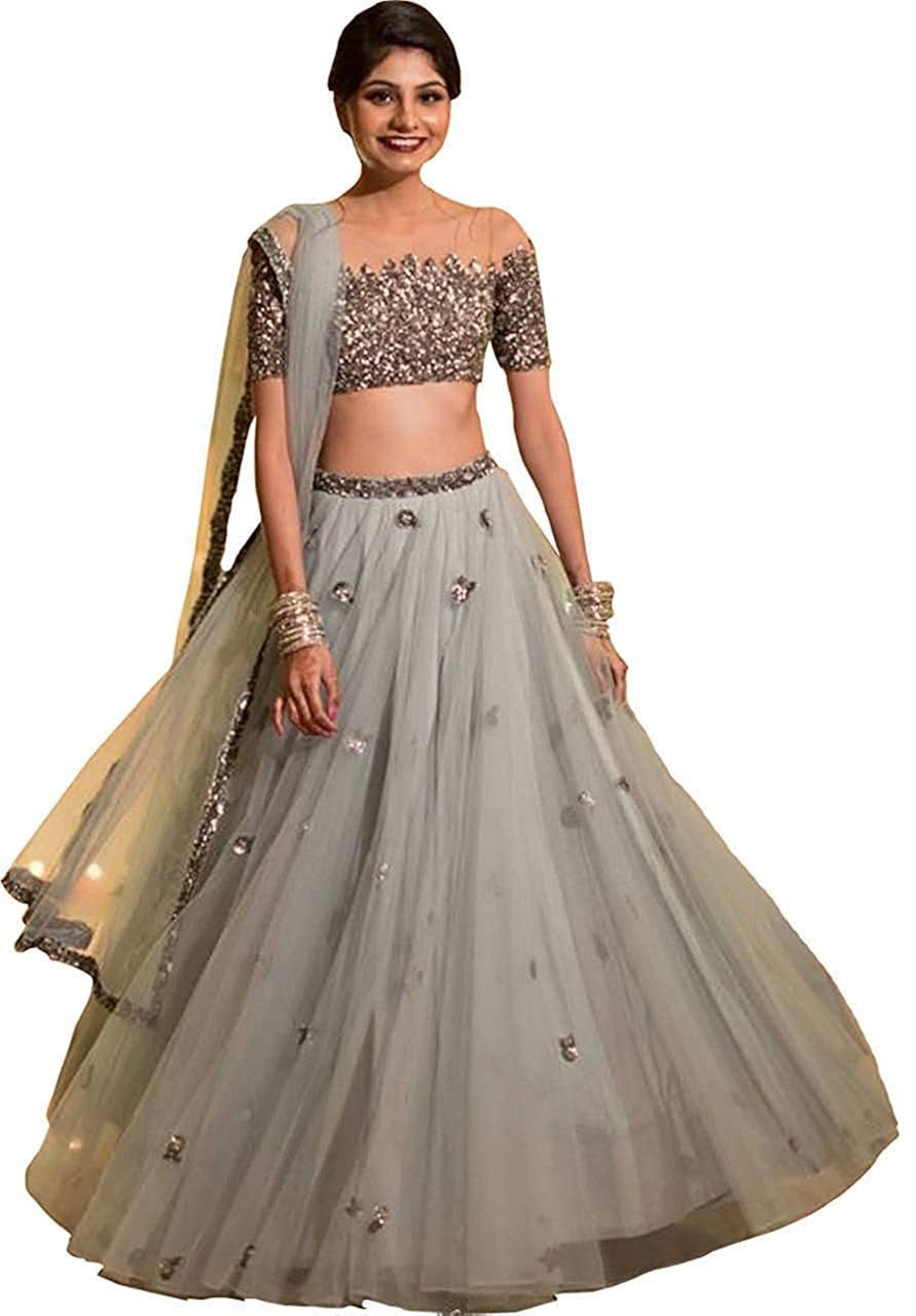 sanjana collection womens net semi-stitched embroidered lehenga choli