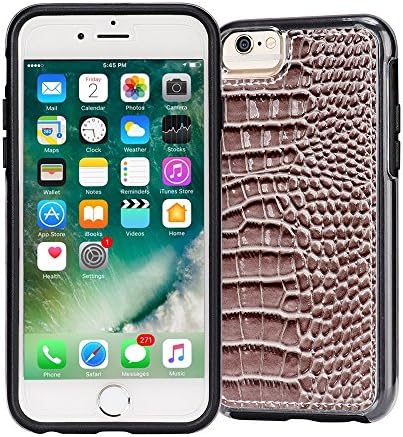 Crocodile iPhone 7 Case, AMMON Crocodile Leather Anti-Scratch Slim Hard Cover Case Protective Back Phone Case for Apple iPhone 7 6s 6 Grey(Grey-4.7")