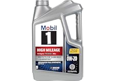 Mobil 1 High Mileage Full Synthetic Motor Oil 0W-20, 5 Quart, Gray