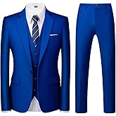 Mens Suits Regular Fit 3 Piece Tuxedo Blazer Jacket Vest Pants Formal Suit Set for Men Wedding Prom Casual