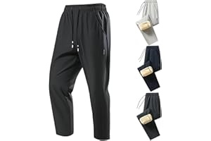 Winter Fleece Pants for Mens Warm Sherpa Lined Sweatpants Elastic Waist Thermal Thicken Joggers with Zipper Pockets