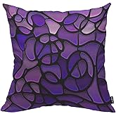 HOSNYE Glass Mosaic Style Linen Throw Pillow Case Purple Abstract Stained Pillow Cushion Covers Home Sofa Decorative 18 X 18 Inch