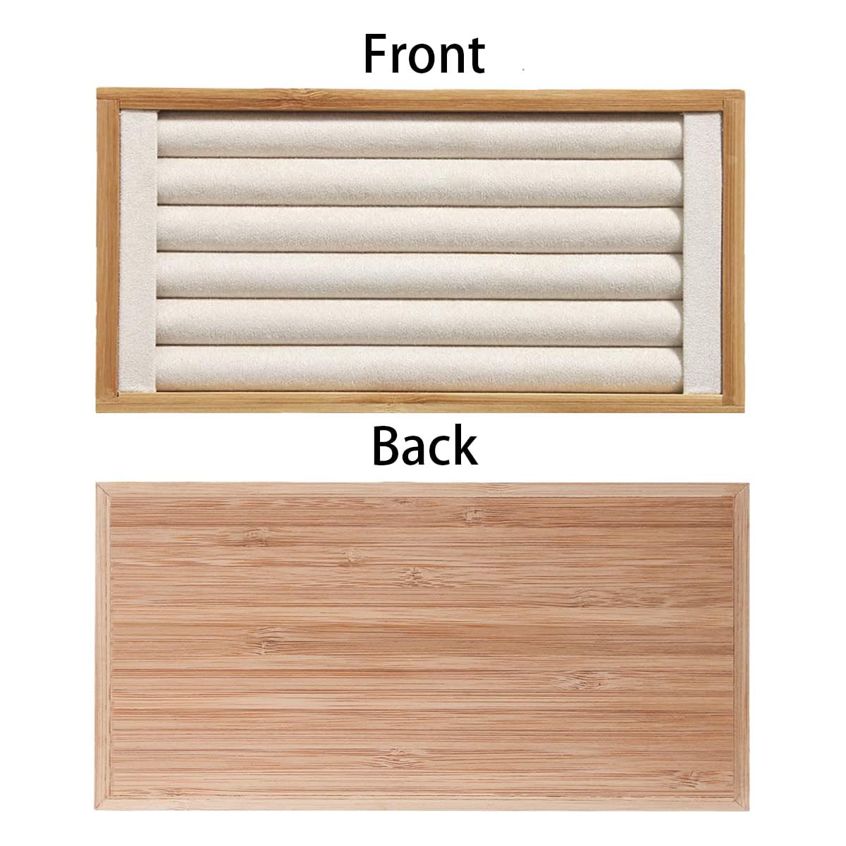 Coward Bamboo Ring Display Holder Jewelry Storage Tray Organizer Ring Stand For Home Desk or Shop Store Selling Show(beige)
