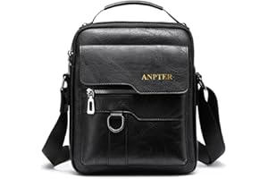 ANPTER Messenger Bag for Men Crossbody Shoulder Purse Small Vintage PU Leather Satchel Pouch Side Crossover Handbag