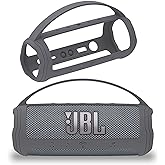 JCHPINE Silicone Cover Case for JBL Flip 6 Portable Bluetooth Speaker, Protective Carrying Holder for JBL Flip 6 Speaker Accessories (Grey Case)