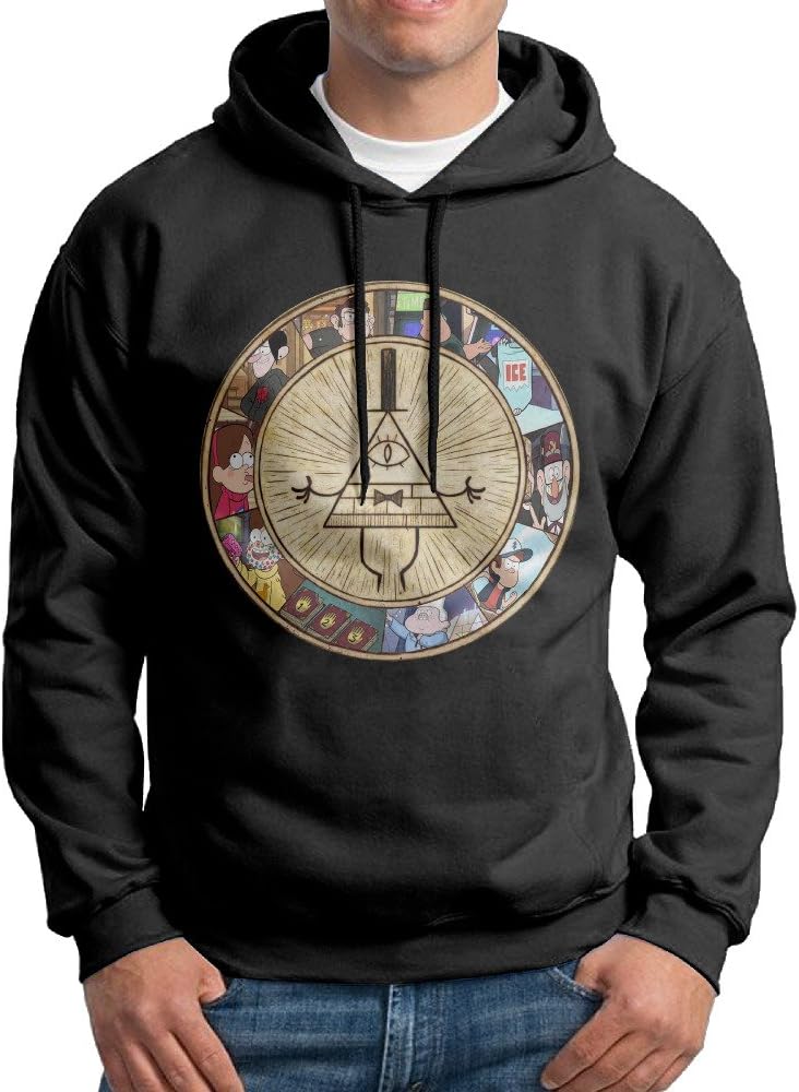 Bill Cipher Gravity Falls Men's Drawstring Long Sleeve Sweatshirt Hoodies Black