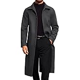 Runcati Mens Long Trench Coat Single Breasted Lapel Overcoat Casual Fall Winter Warm Peacoat