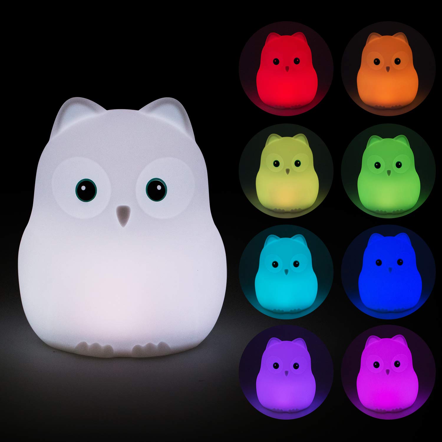 Tekemai Night Light for Kids, Bedside Lamp for Children, Baby Nursery Lamp for Breastfeeding Safe, Break Resistant, Eye Caring, Adjustable Brightness & Color, Touch Control, Child Gift/Bedroom - Bird