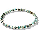 BRAYEG Gold Turquoise Bracelet for Women Set, 14K Plated Gold Dainty Stainless Steel Bead Bracelet Bracelet Stack Stretch Bracelet Set Handmade Jewelry Gift for Women Mom