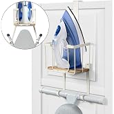 TJ.MOREE Over The Door/Wall Mount Ironing Board Hanger, Laundry Room Iron and Ironing Board Storage Holder, White