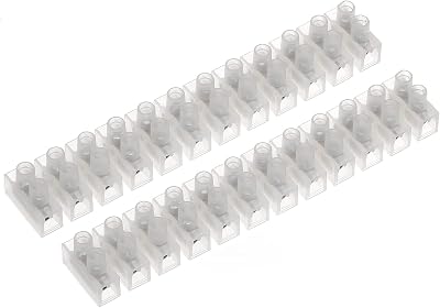 AUKENIEN 15A 16A 12 Way Electrical Terminal Block 2 Pack White Choc Blocks